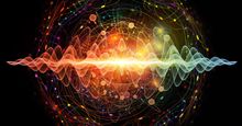 Elementary Particles series. Interplay of abstract fractal forms on the subject of nuclear physics, science and graphic design. Quantum wave, quantum mechanics