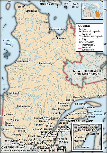 map of Quebe